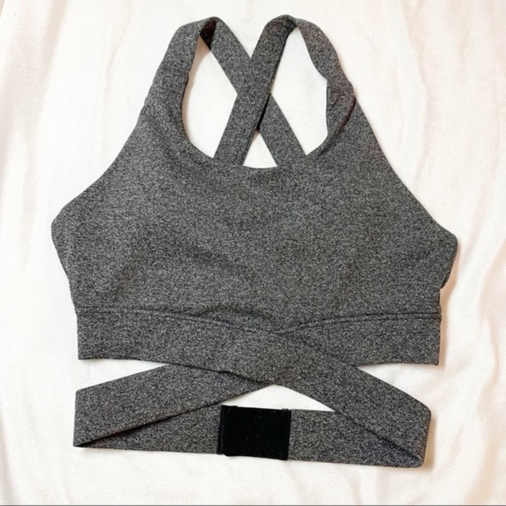 Hyba Gray Wrap Around Strappy Sports Bra NWOT
